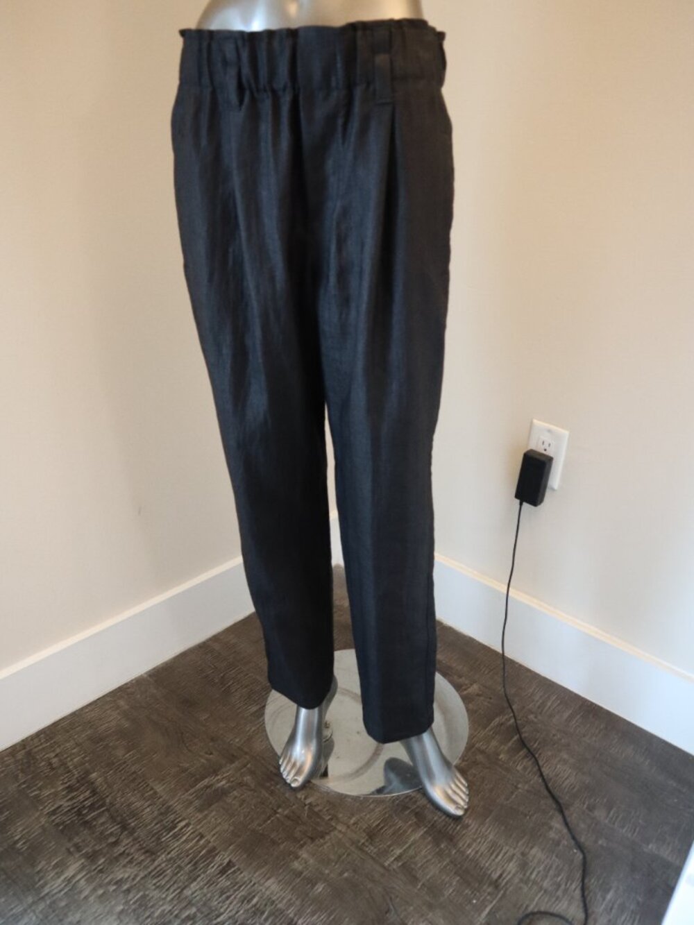 Brunello Cucinelli Linen Pants Black Elastic Waist Pull On Relaxed Luxury Size 2 - Picture 3 of 11